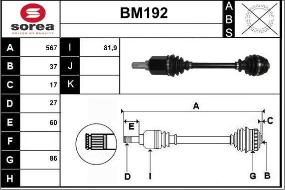 Sera BM192 - Приводной вал autospares.lv