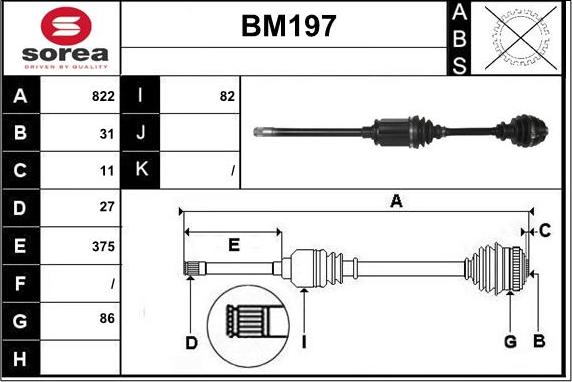 Sera BM197 - Приводной вал autospares.lv