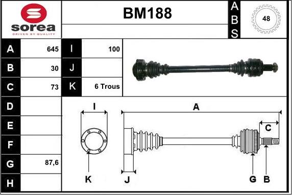 Sera BM188 - Приводной вал autospares.lv