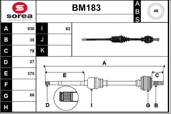 Sera BM183 - Приводной вал autospares.lv