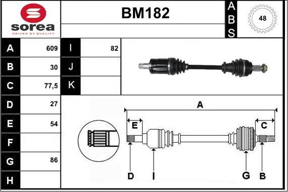 Sera BM182 - Приводной вал autospares.lv