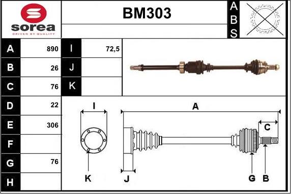 Sera BM303 - Приводной вал autospares.lv