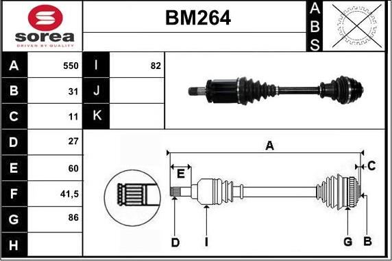 Sera BM264 - Приводной вал autospares.lv