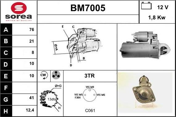 Sera BM7005 - Стартер autospares.lv