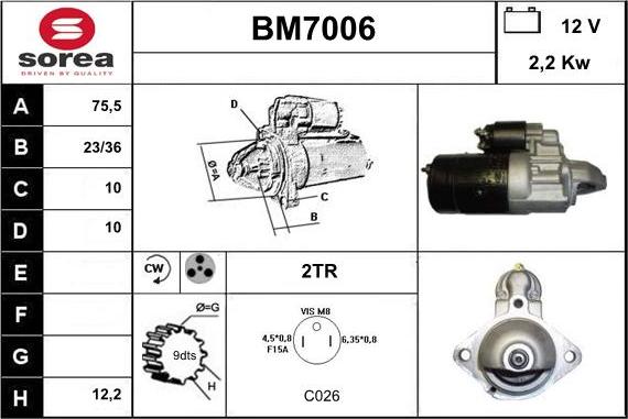 Sera BM7006 - Стартер autospares.lv