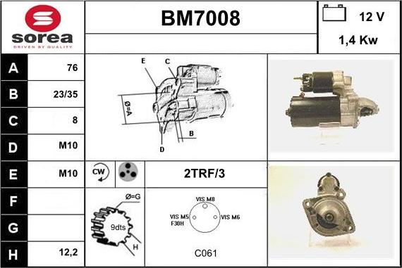 Sera BM7008 - Стартер autospares.lv