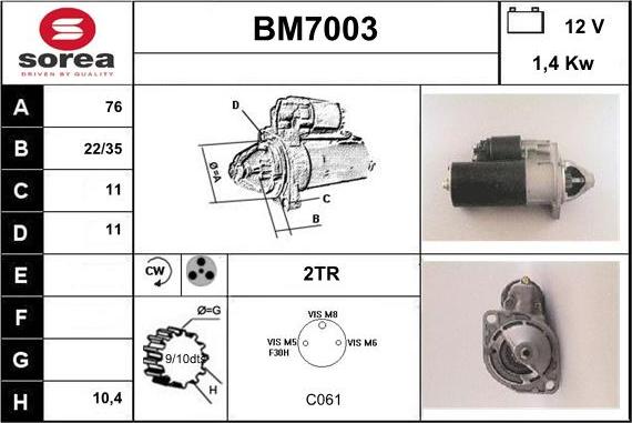 Sera BM7003 - Стартер autospares.lv