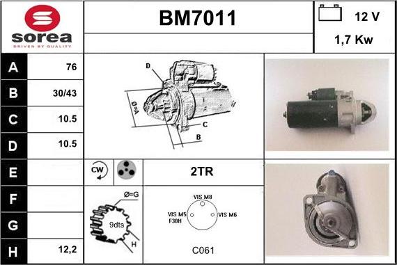 Sera BM7011 - Стартер autospares.lv