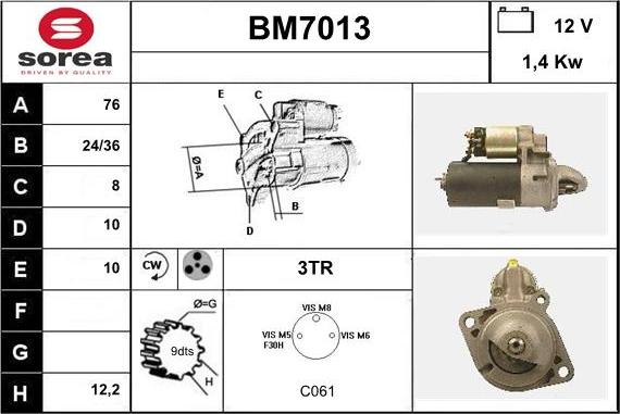 Sera BM7013 - Стартер autospares.lv