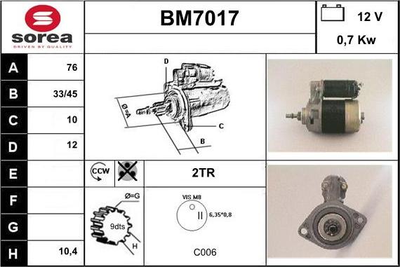 Sera BM7017 - Стартер autospares.lv