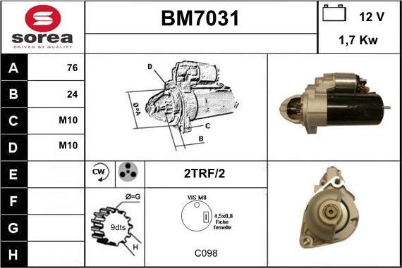 Sera BM7031 - Стартер autospares.lv