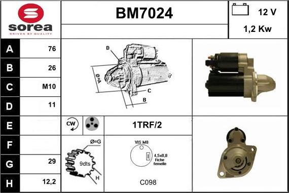 Sera BM7024 - Стартер autospares.lv