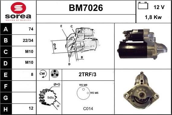 Sera BM7026 - Стартер autospares.lv