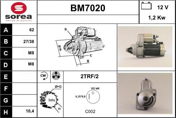 Sera BM7020 - Стартер autospares.lv