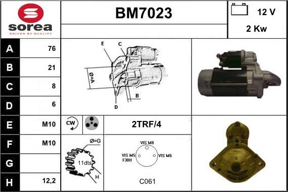 Sera BM7023 - Стартер autospares.lv