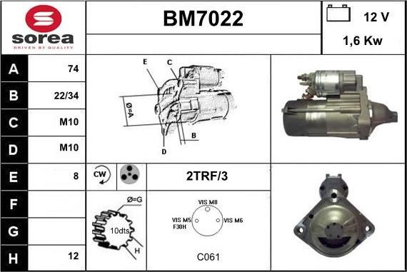 Sera BM7022 - Стартер autospares.lv