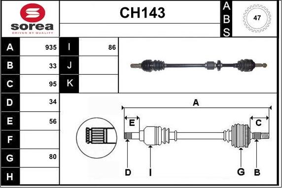 Sera CH143 - Приводной вал autospares.lv