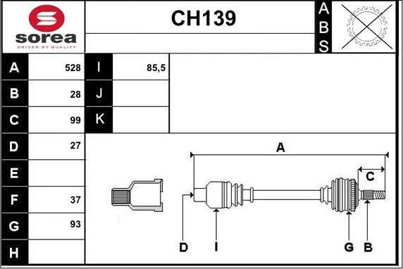 Sera CH139 - Приводной вал autospares.lv