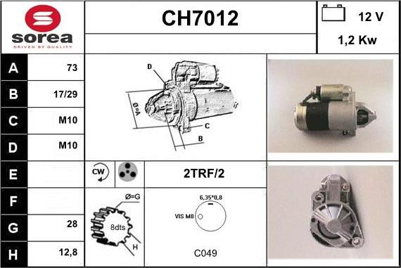 Sera CH7012 - Стартер autospares.lv