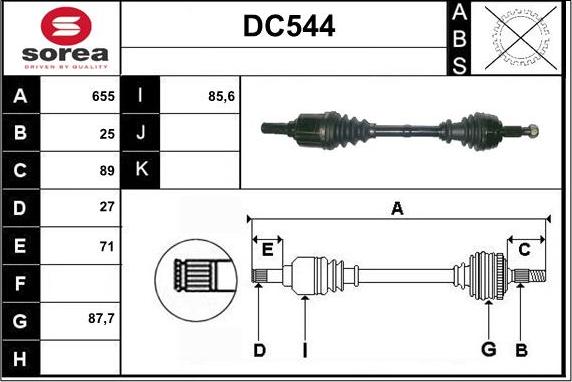 Sera DC544 - Приводной вал autospares.lv