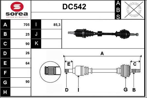 Sera DC542 - Приводной вал autospares.lv