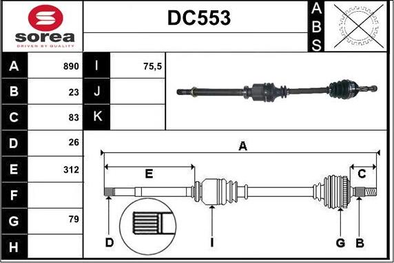 Sera DC553 - Приводной вал autospares.lv