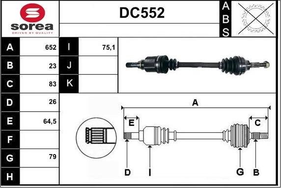 Sera DC552 - Приводной вал autospares.lv