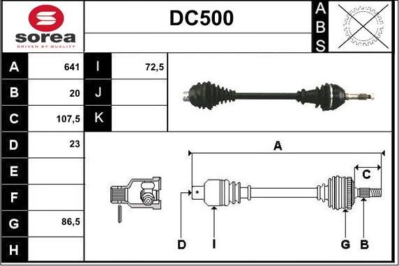 Sera DC500 - Приводной вал autospares.lv