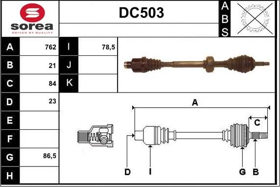 Sera DC503 - Приводной вал autospares.lv