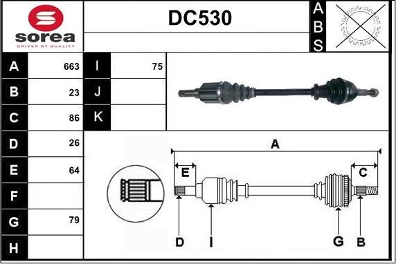 Sera DC530 - Приводной вал autospares.lv