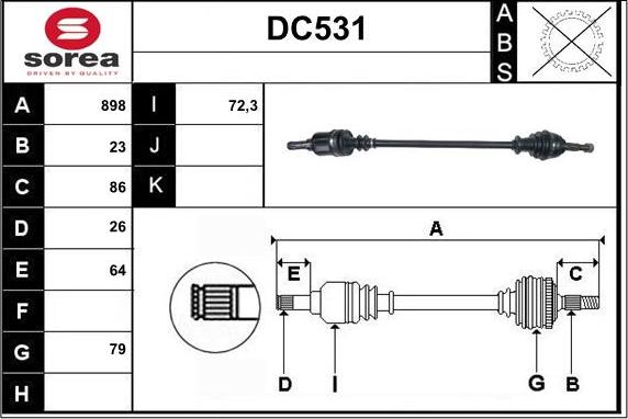 Sera DC531 - Приводной вал autospares.lv