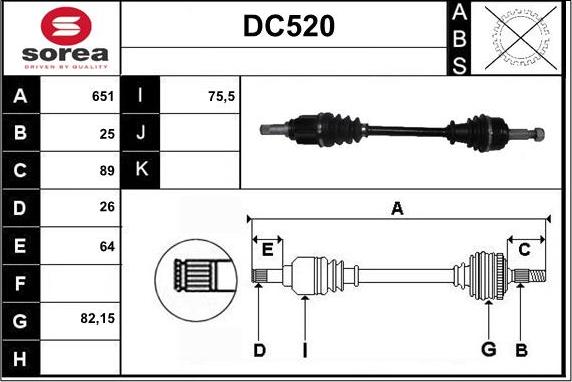 Sera DC520 - Приводной вал autospares.lv