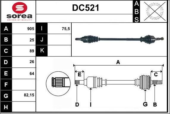 Sera DC521 - Приводной вал autospares.lv