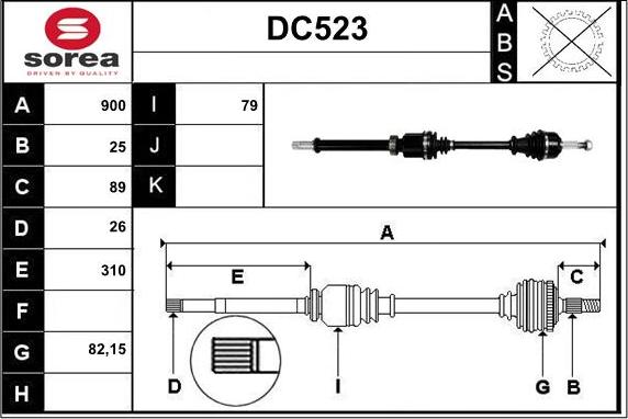 Sera DC523 - Приводной вал autospares.lv