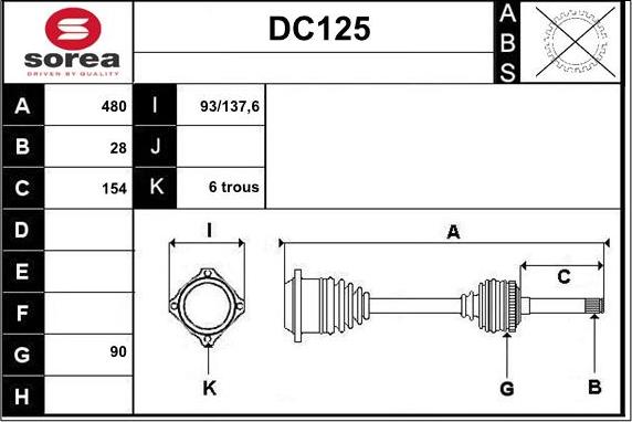 Sera DC125 - Приводной вал autospares.lv