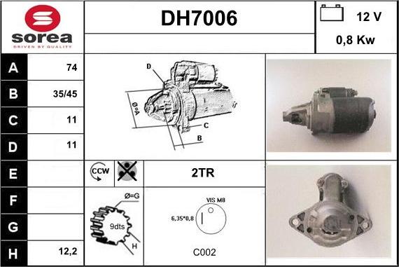 Sera DH7006 - Стартер autospares.lv