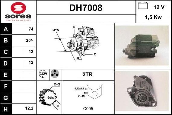 Sera DH7008 - Стартер autospares.lv