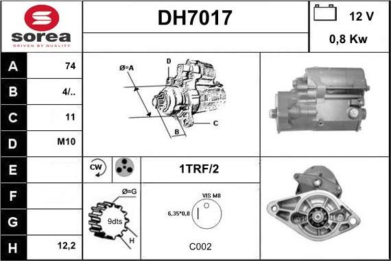 Sera DH7017 - Стартер autospares.lv