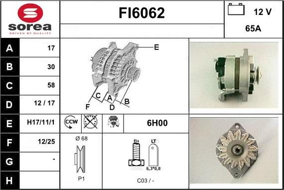 Sera FI6062 - Генератор autospares.lv