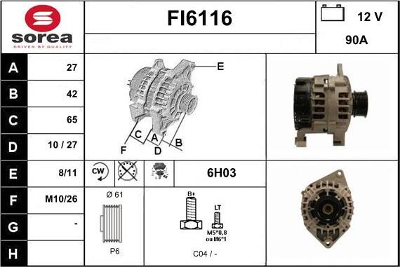 Sera FI6116 - Генератор autospares.lv