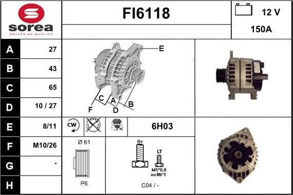 Sera FI6118 - Генератор autospares.lv