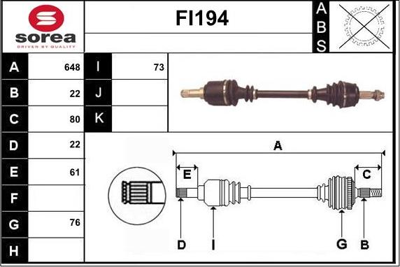 Sera FI194 - Приводной вал autospares.lv