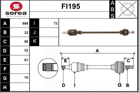 Sera FI195 - Приводной вал autospares.lv