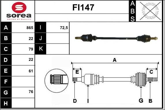 Sera FI147 - Приводной вал autospares.lv