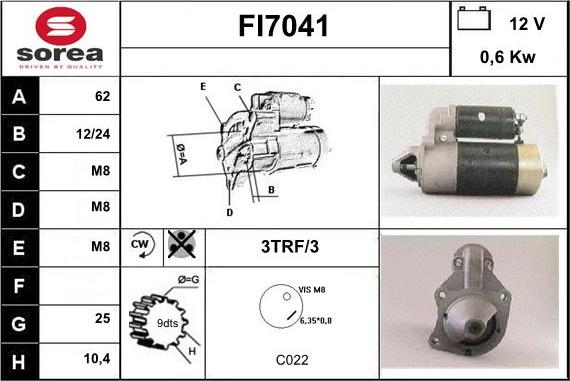 Sera FI7041 - Стартер autospares.lv