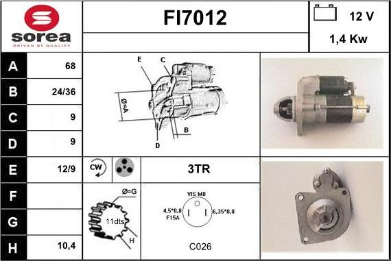 Sera FI7012 - Стартер autospares.lv