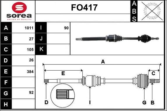 Sera FO417 - Приводной вал autospares.lv