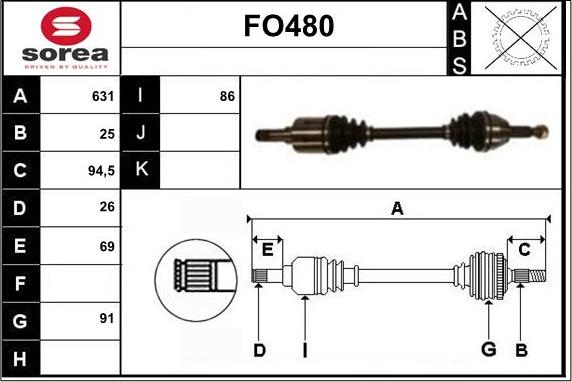 Sera FO480 - Приводной вал autospares.lv