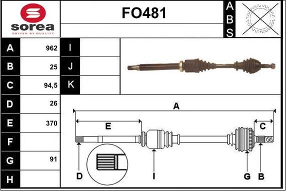 Sera FO481 - Приводной вал autospares.lv