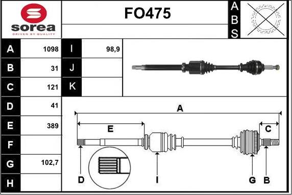 Sera FO475 - Приводной вал autospares.lv